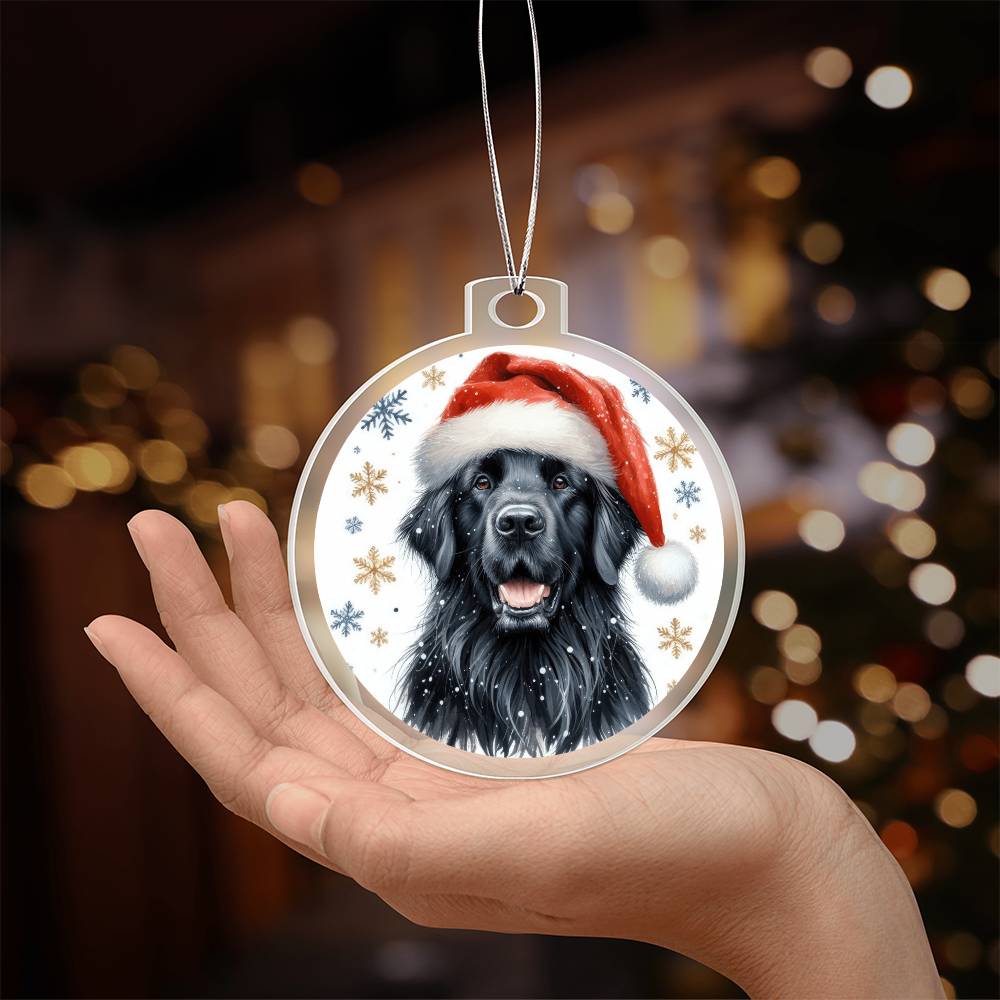 Christmas Dog - Flat-Coated Retriever - Acrylic Ornament