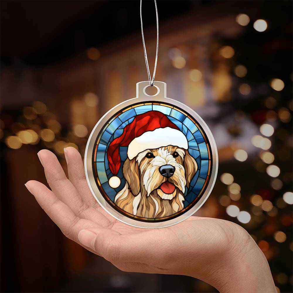 Dog Stained Glass Christmas Design 028 - Acrylic Ornament
