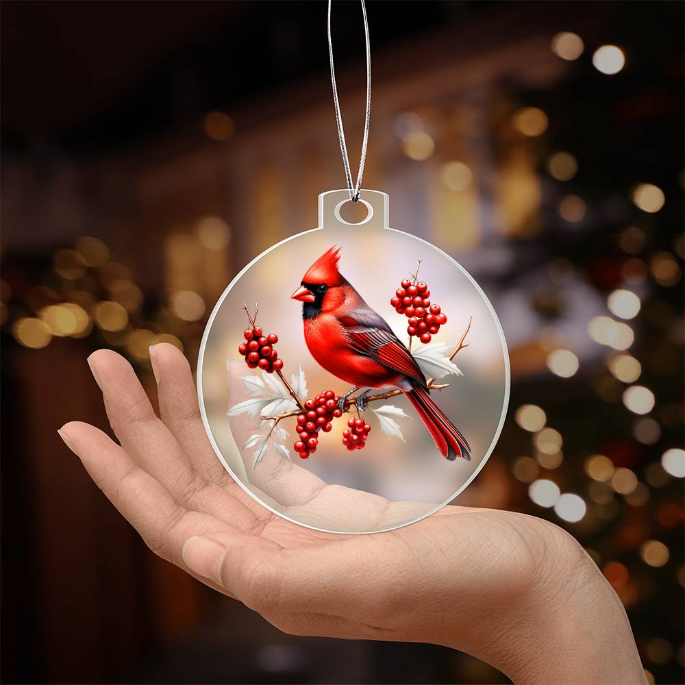 Christmas Cardinal 007 - Acrylic Ornament