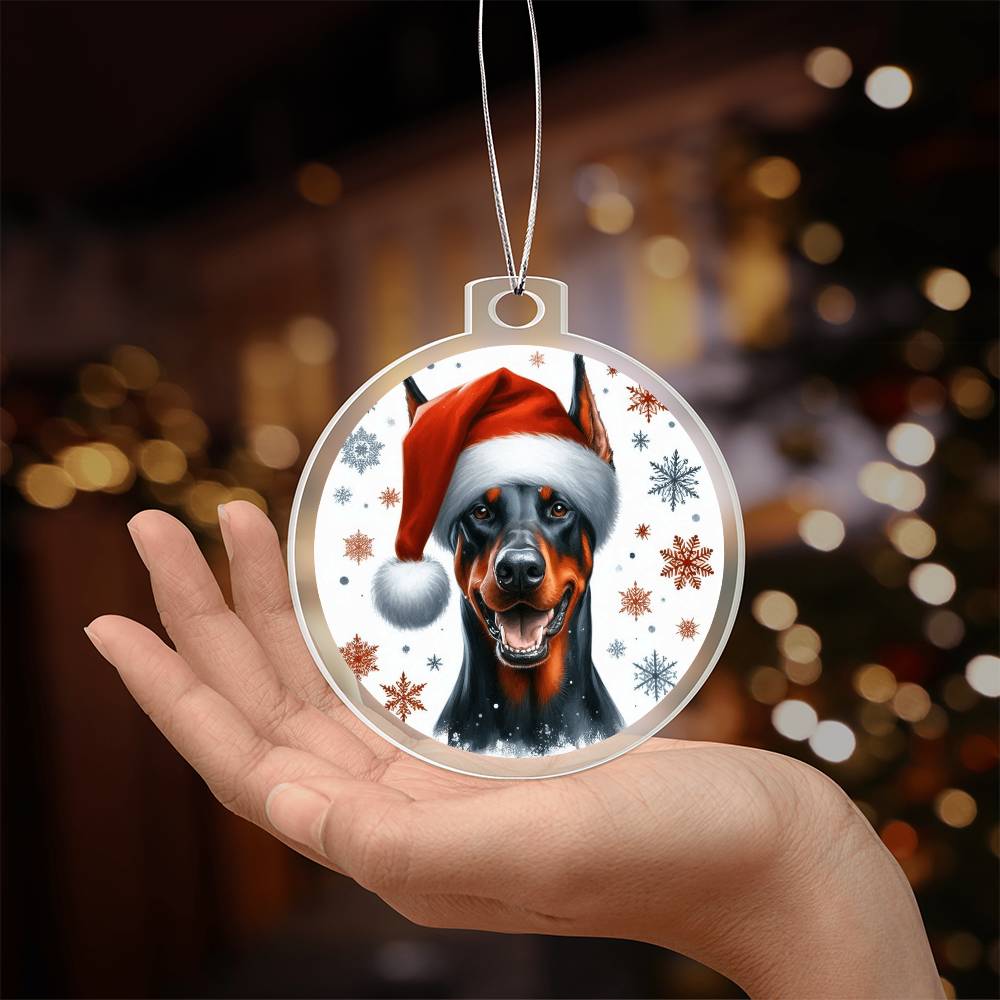 Christmas Dog - Doberman Pinscher - Acrylic Ornament