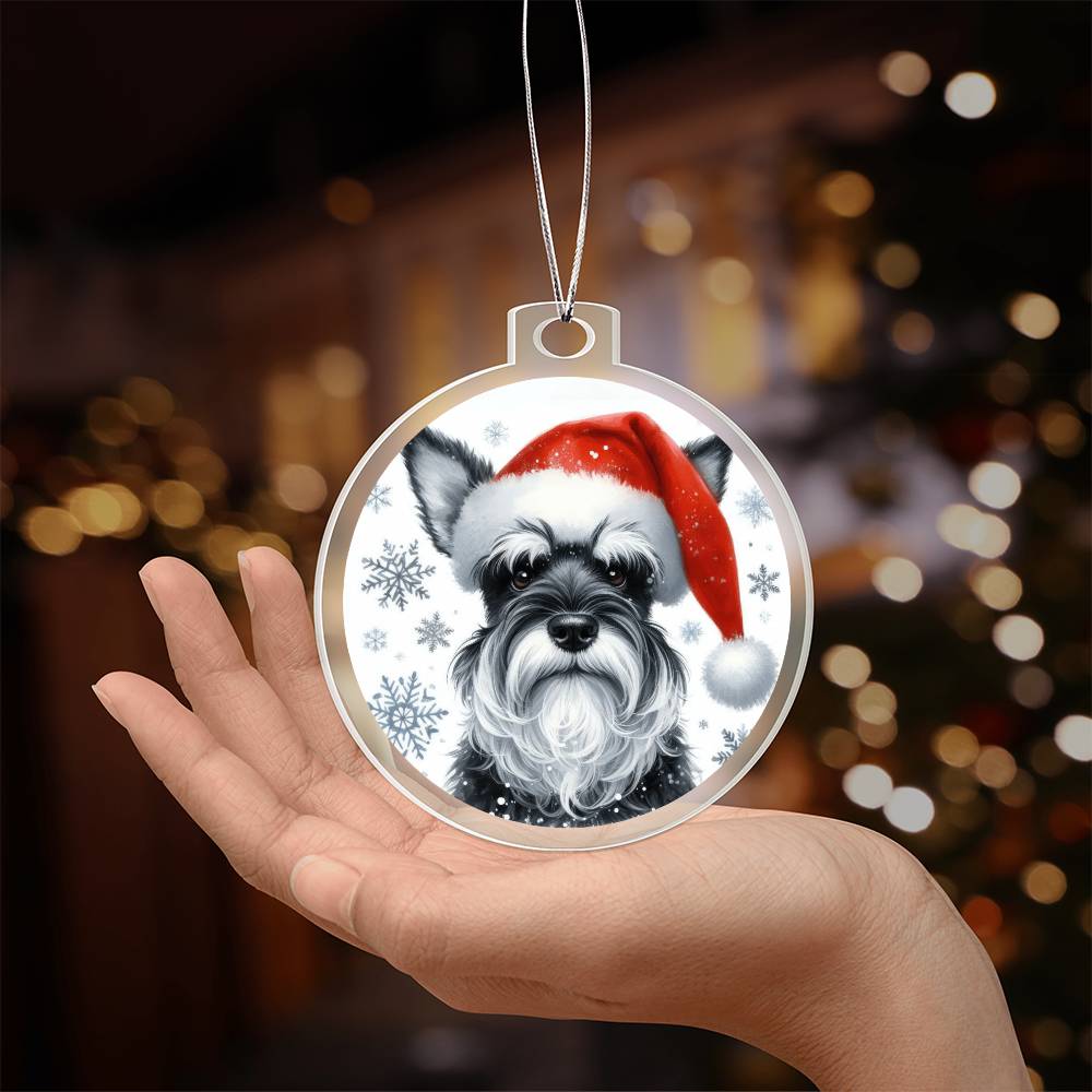 Christmas Dog - Miniature Schnauzer - Acrylic Ornament