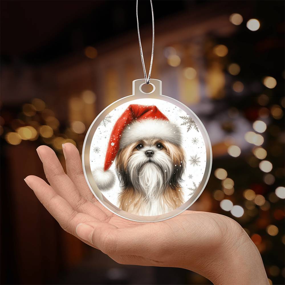 Christmas Dog - Lhasa Apso - Acrylic Ornament
