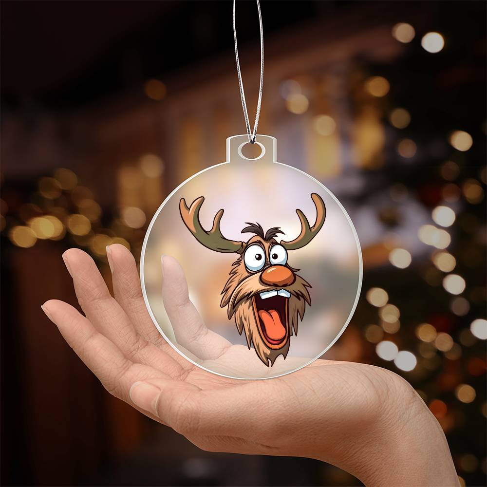Funny Reindeer Face 10 - Acrylic Ornament