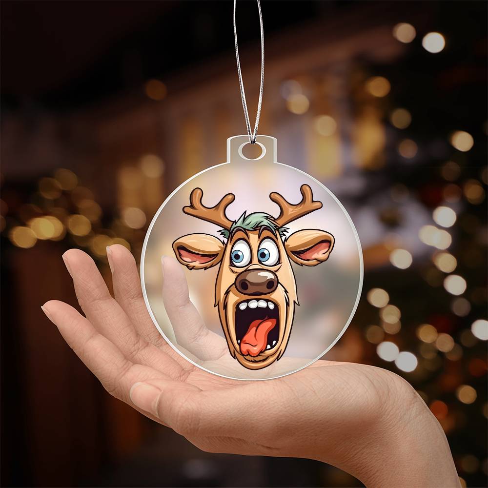 Funny Reindeer Face 11 - Acrylic Ornament