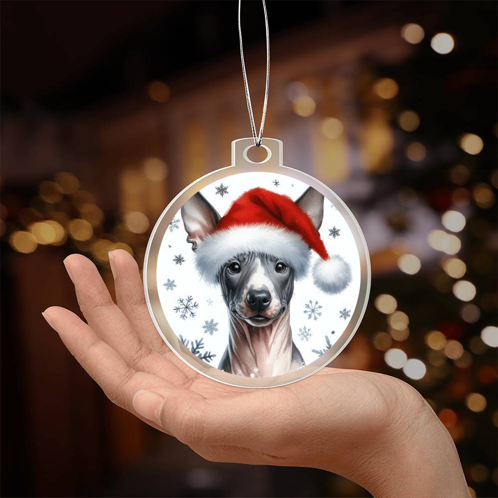 Christmas Dog - American Hairless Terrier - Acrylic Ornament