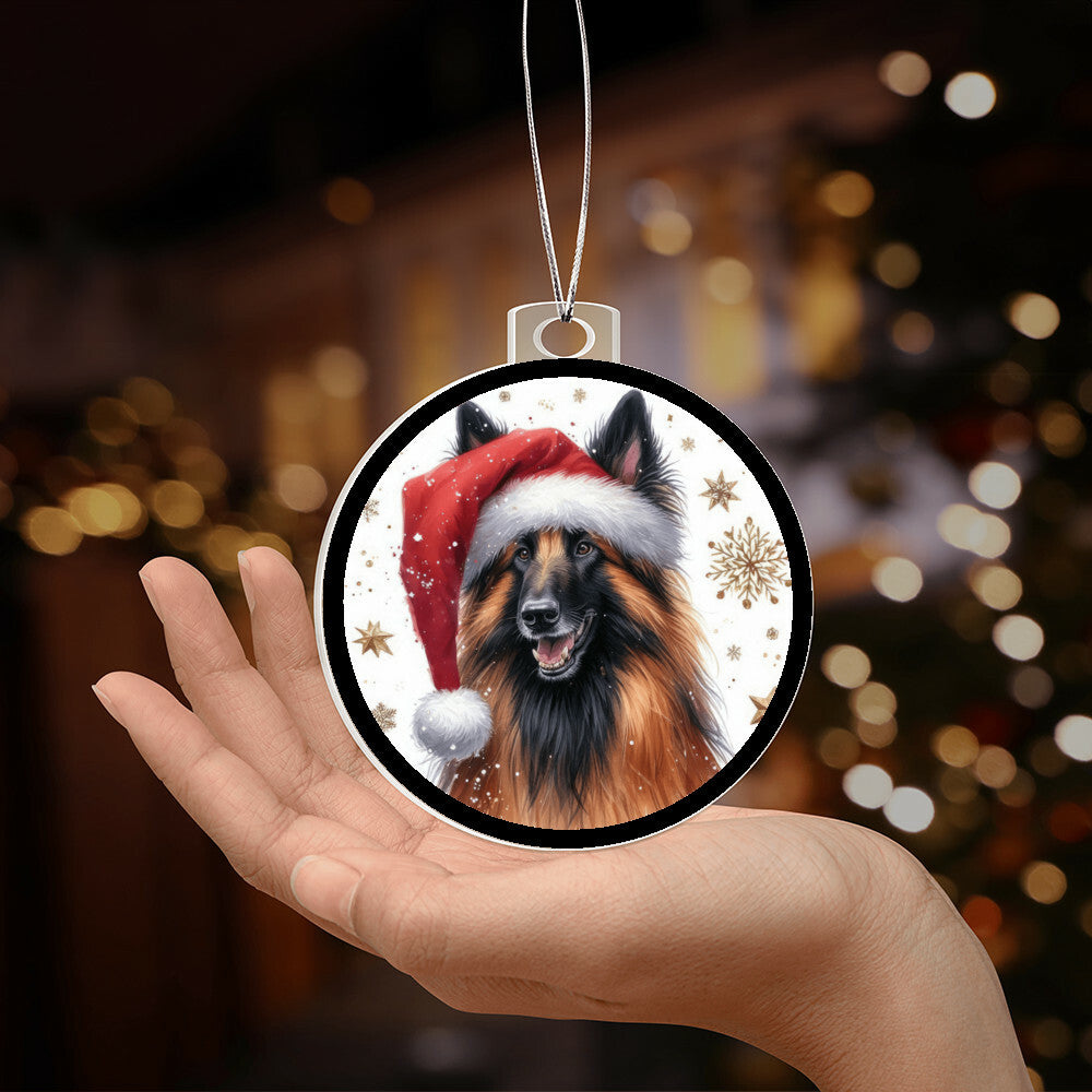 Christmas Dog - Belgian Tervuren - Acrylic Ornament