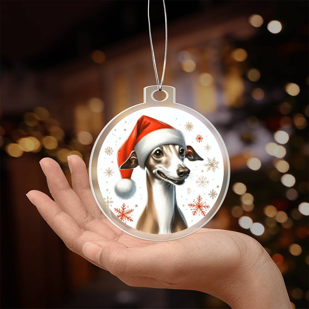 Christmas Dog - Italian Greyhound - Acrylic Ornament