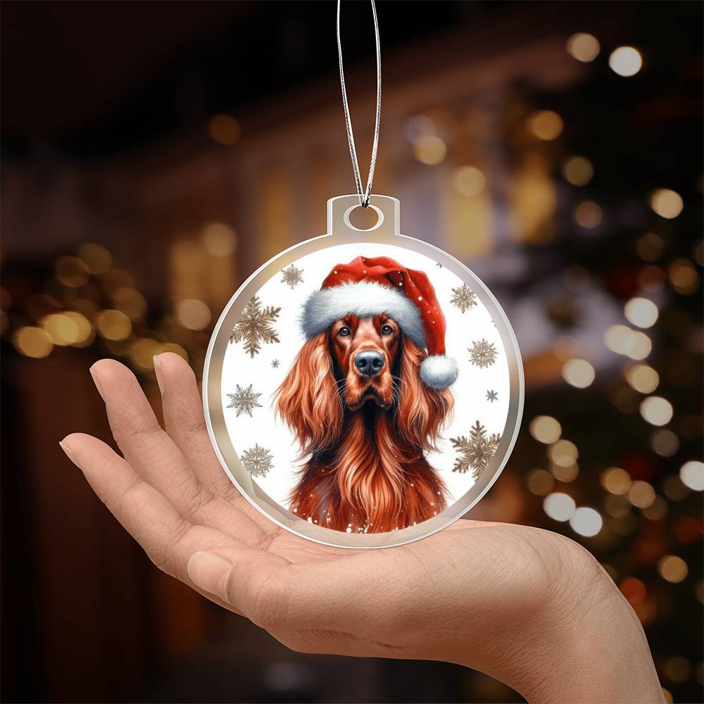 Christmas Dog - Irish Setter - Acrylic Ornament