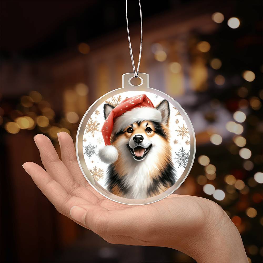 Christmas Dog - Norwegian Buhund - Acrylic Ornament