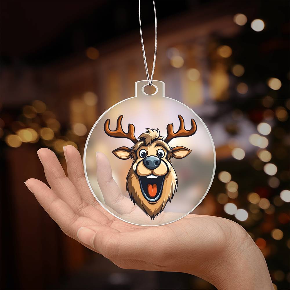 Funny Reindeer Face 01 - Acrylic Ornament