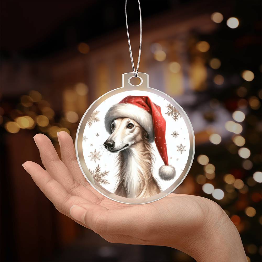 Christmas Dog - Greyhound - Acrylic Ornament