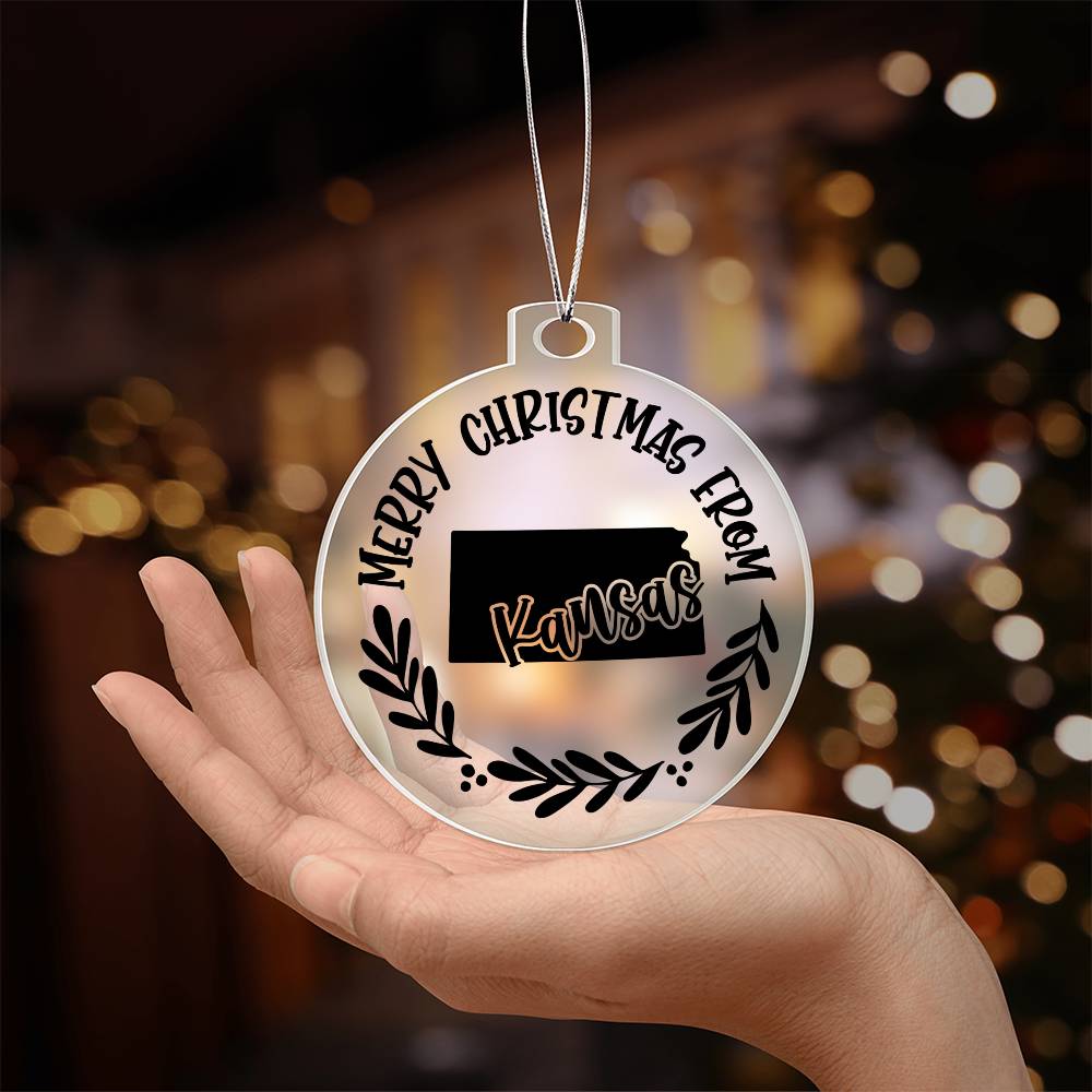 Merry Christmas From Kansas - Acrylic Ornament