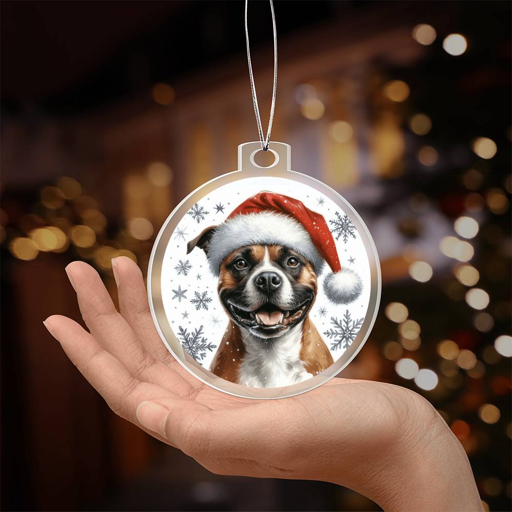 Christmas Dog - Staffordshire Bull Terrier - Acrylic Ornament