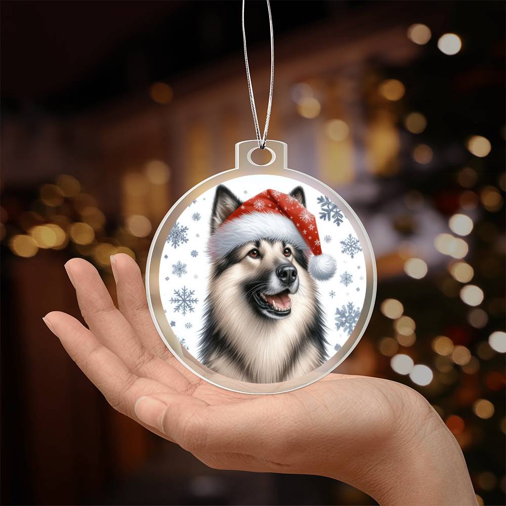 Christmas Dog - Norwegian Elkhound - Acrylic Ornament