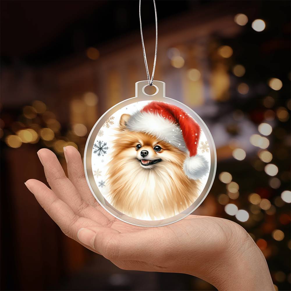 Christmas Dog - Pomeranian - Acrylic Ornament