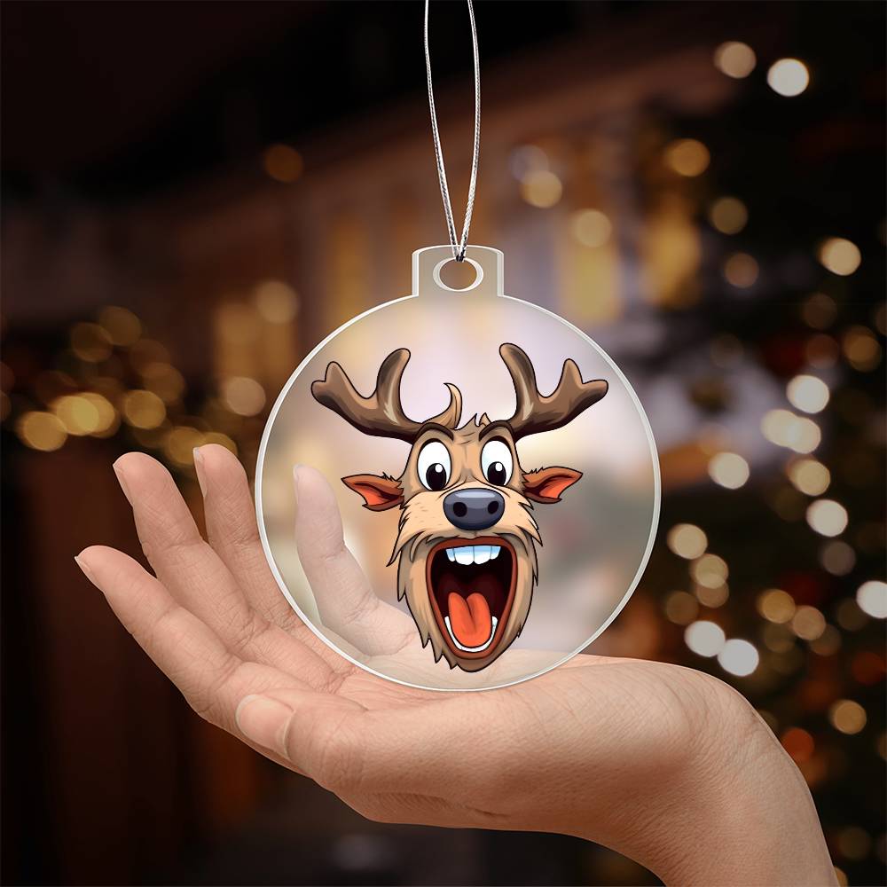Funny Reindeer Face 06 - Acrylic Ornament