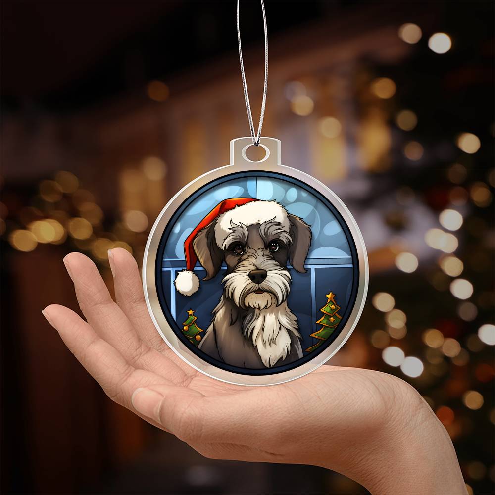 Dog Stained Glass Christmas Design 026 - Acrylic Ornament