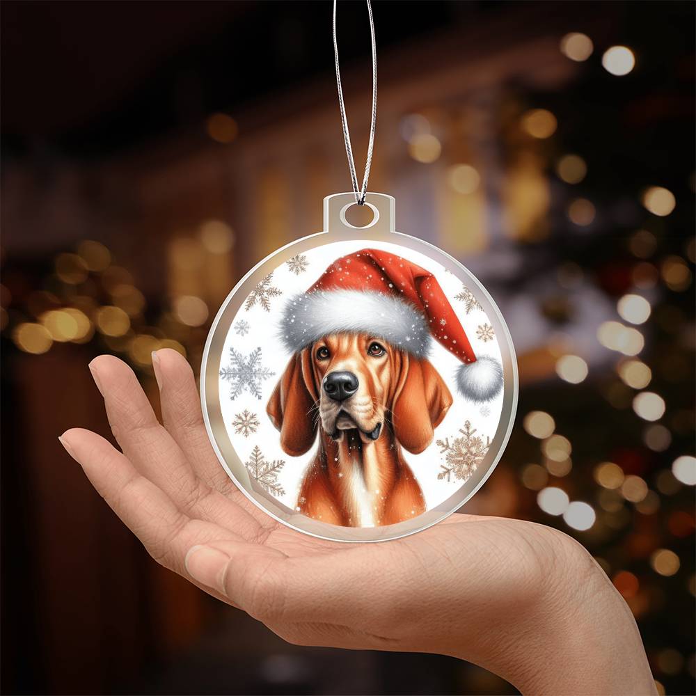 Christmas Dog - Redbone Coonhound - Acrylic Ornament