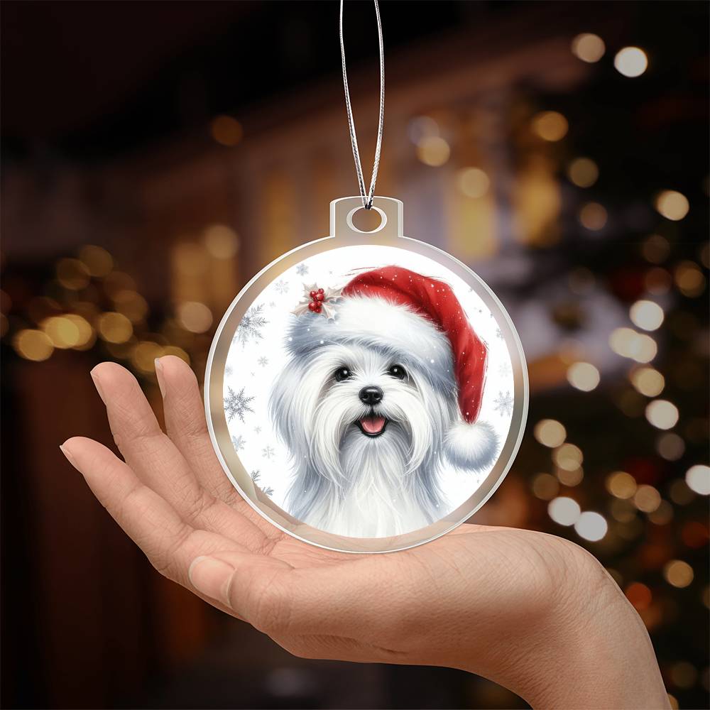 Christmas Dog - Maltese - Acrylic Ornament