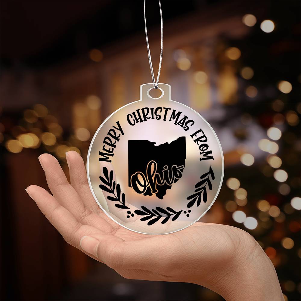 Merry Christmas From Ohio - Acrylic Ornament