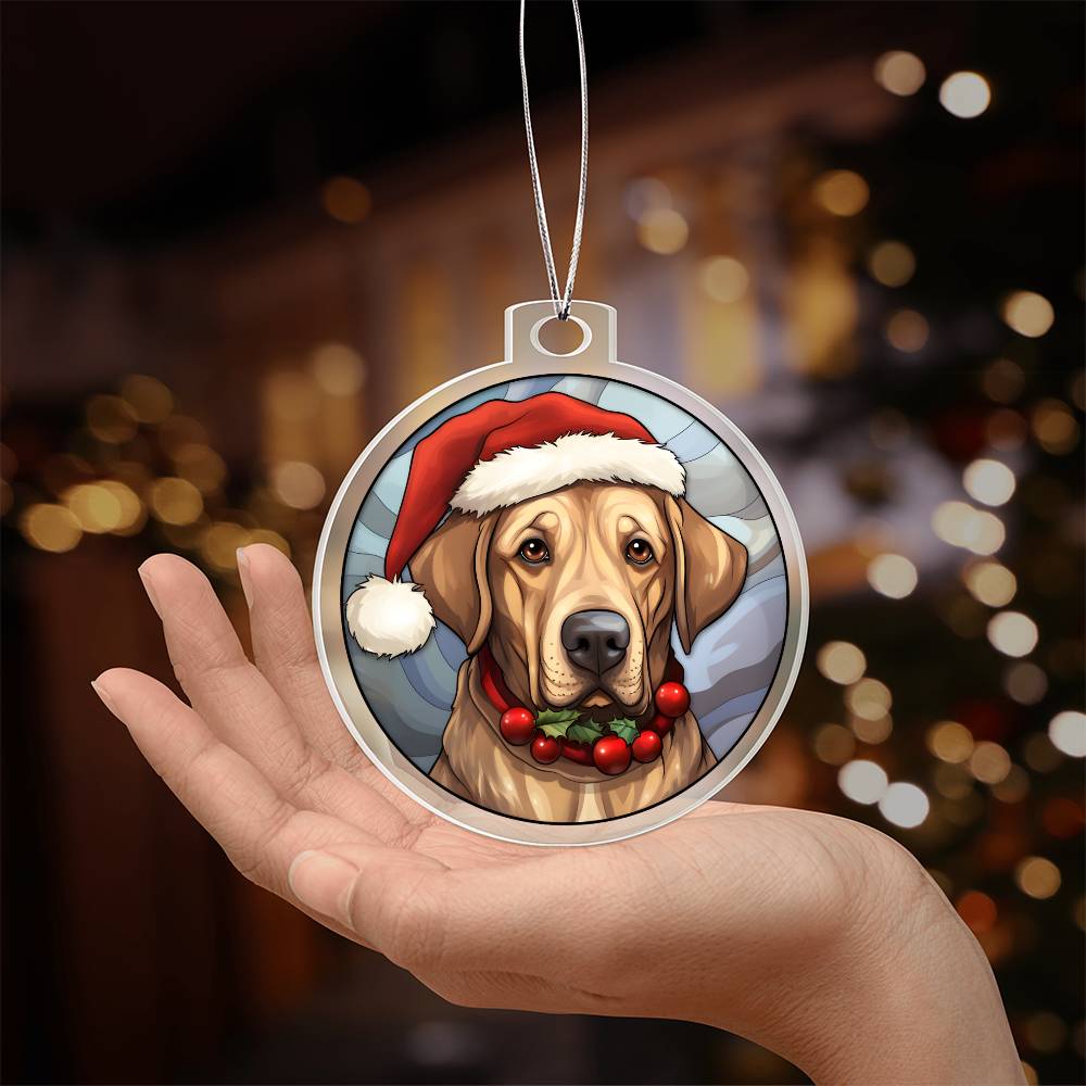 Dog Stained Glass Christmas Design 003 - Acrylic Ornament