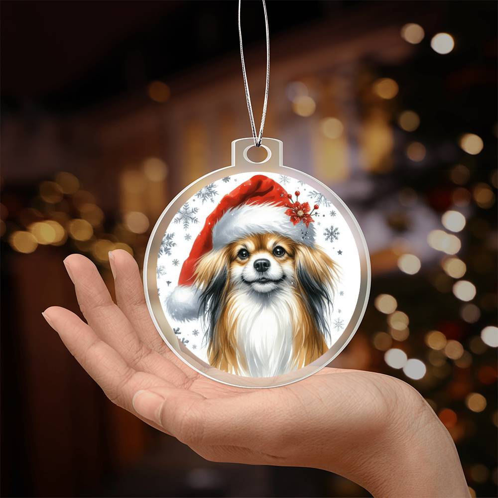 Christmas Dog - Tibetan Spaniel - Acrylic Ornament