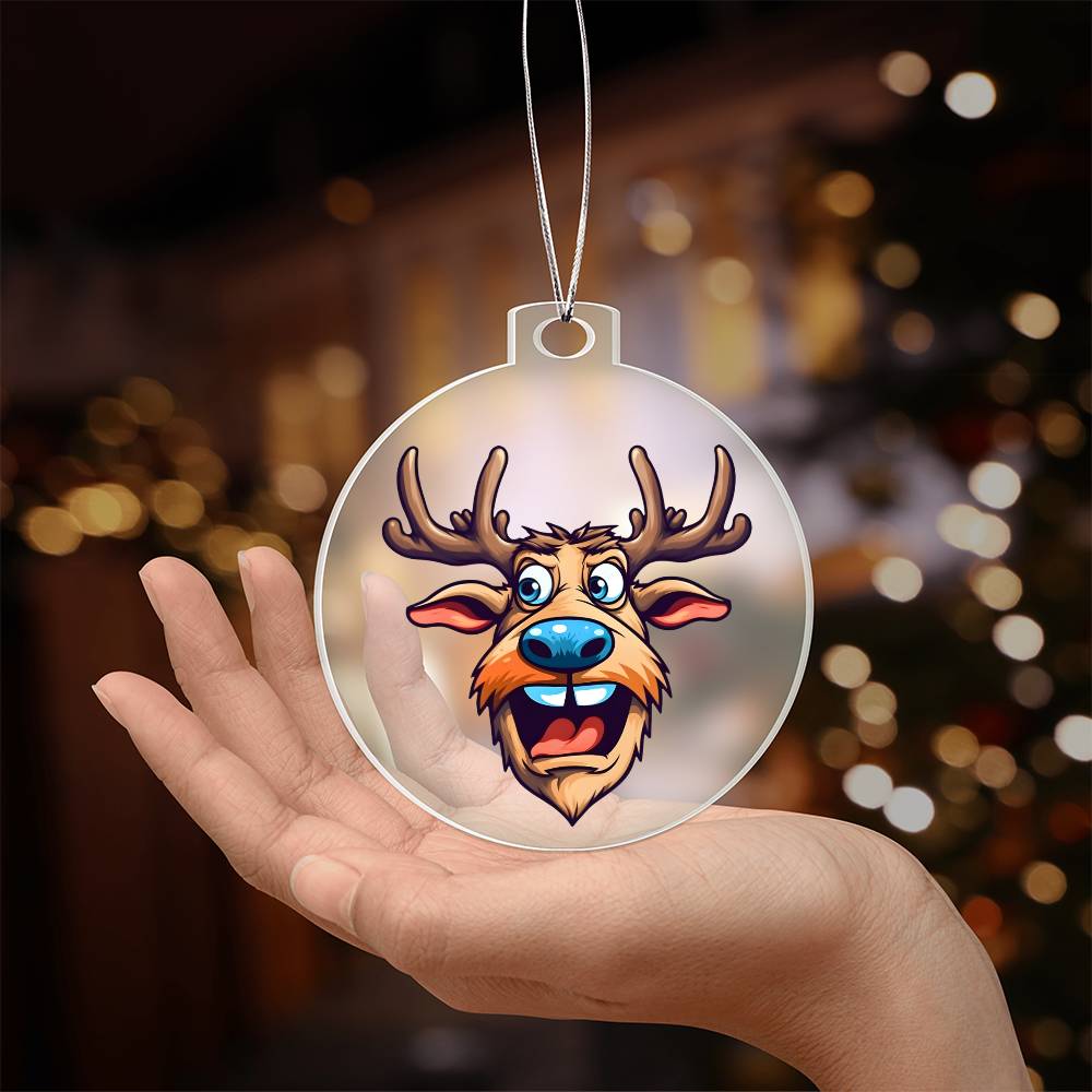 Funny Reindeer Face 05 - Acrylic Ornament