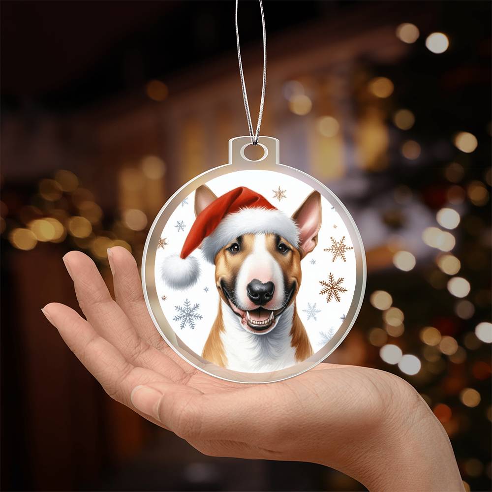 Christmas Dog - Bull Terrier - Acrylic Ornament