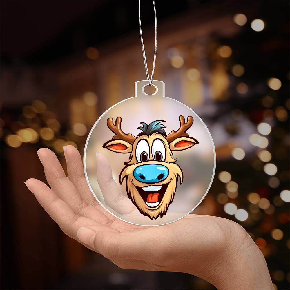 Funny Reindeer Face 14 - Acrylic Ornament