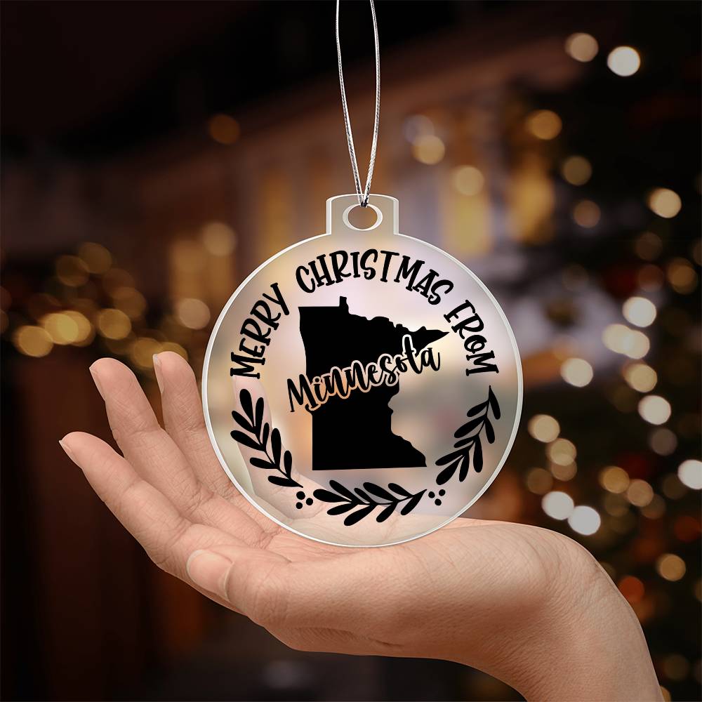 Merry Christmas From Minnesota - Acrylic Ornament