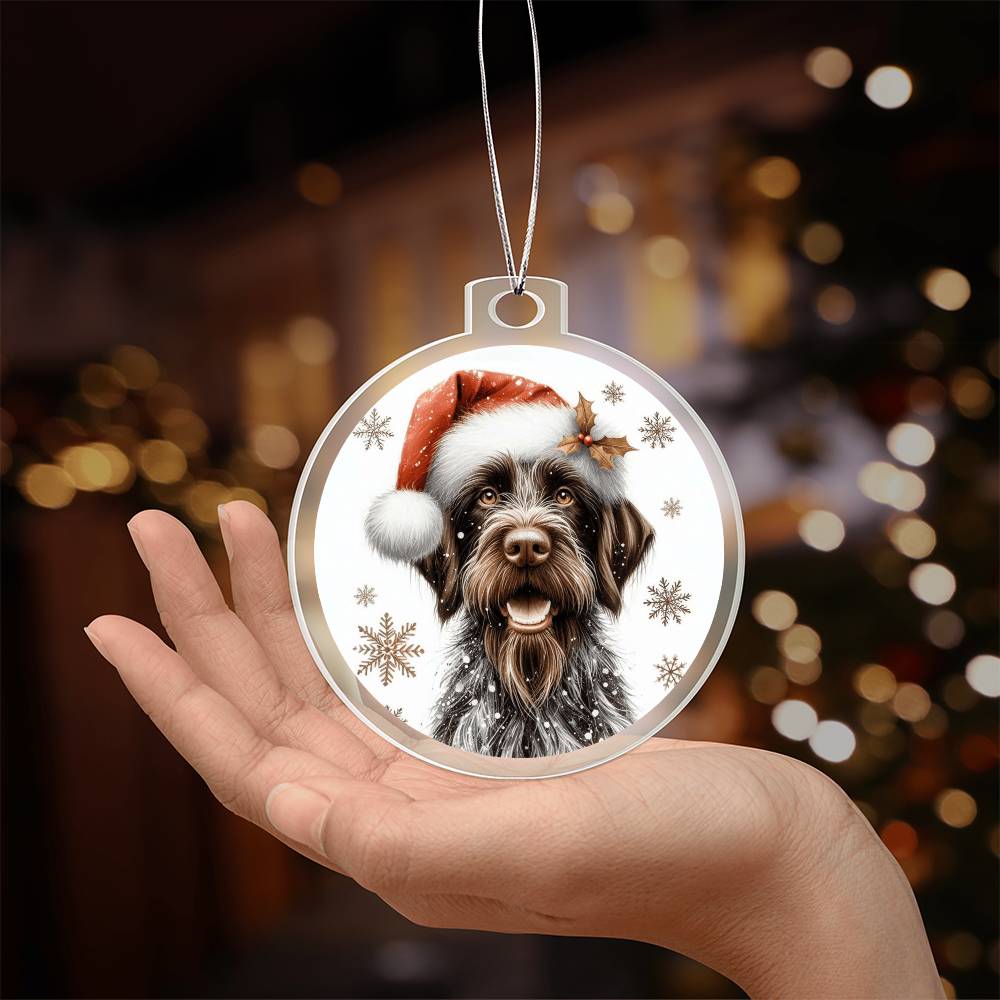 Christmas Dog - German Wirehaired Pointer - Acrylic Ornament