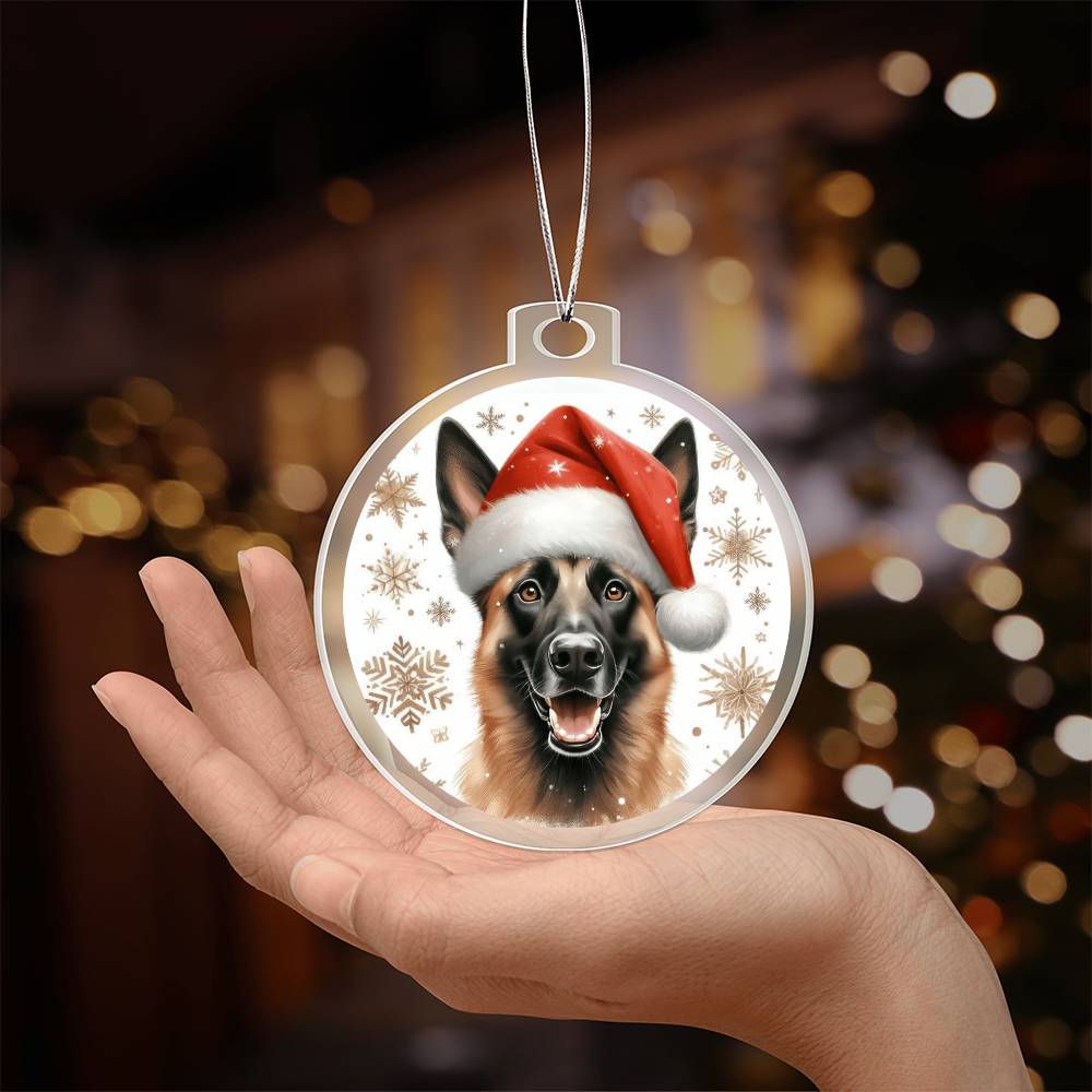 Christmas Dog - Belgian Malinois - Acrylic Ornament