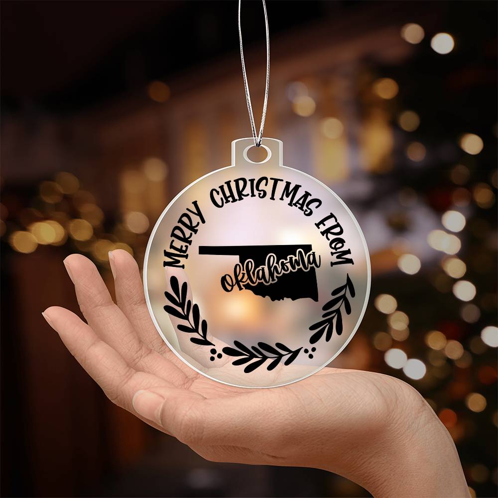 Merry Christmas From Oklahoma - Acrylic Ornament