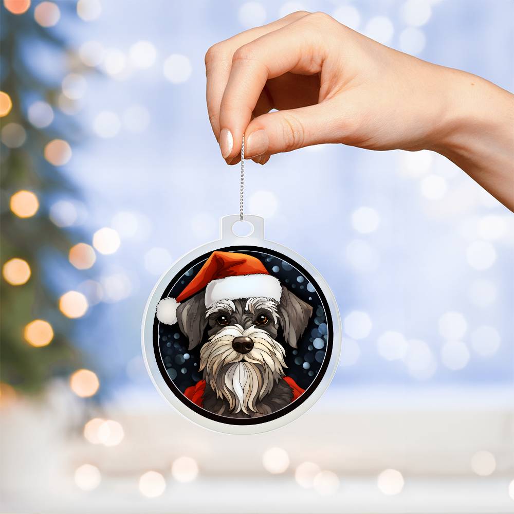 Dog Stained Glass Christmas Design 018 - Acrylic Ornament