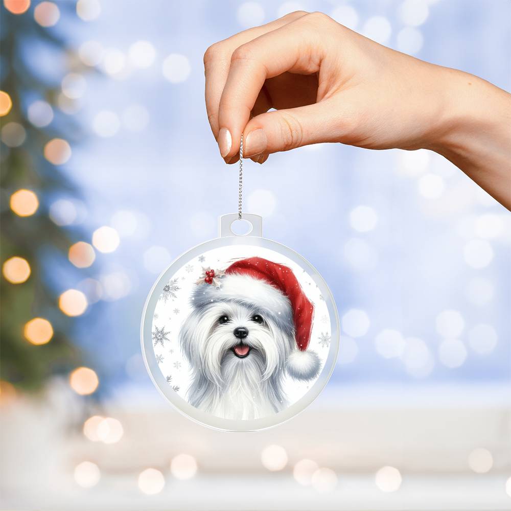 Christmas Dog - Maltese - Acrylic Ornament