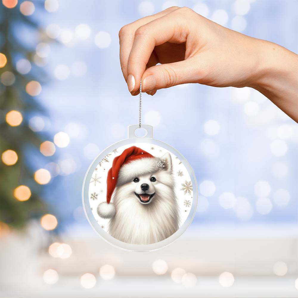 Christmas Dog - American Eskimo - Acrylic Ornament