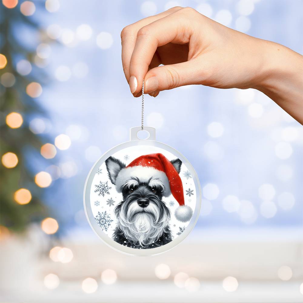 Christmas Dog - Miniature Schnauzer - Acrylic Ornament