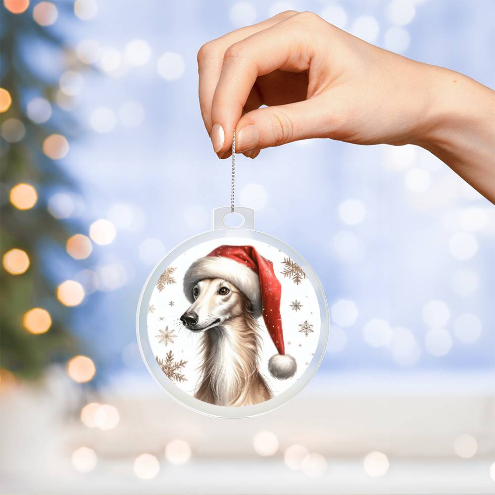 Christmas Dog - Greyhound - Acrylic Ornament