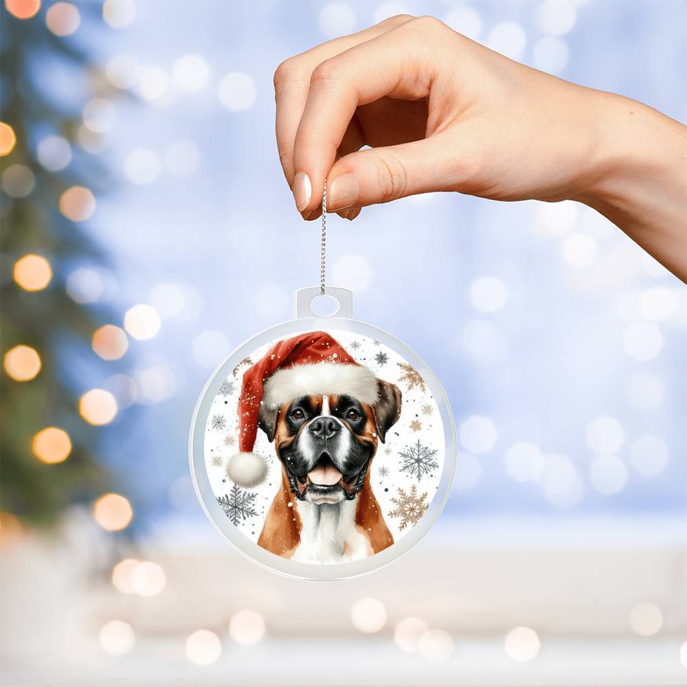 Christmas Dog - Boxer - Acrylic Ornament