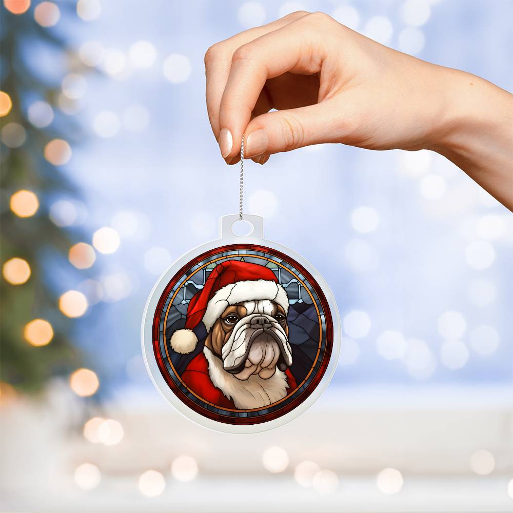Dog Stained Glass Christmas Design 015 - Acrylic Ornament