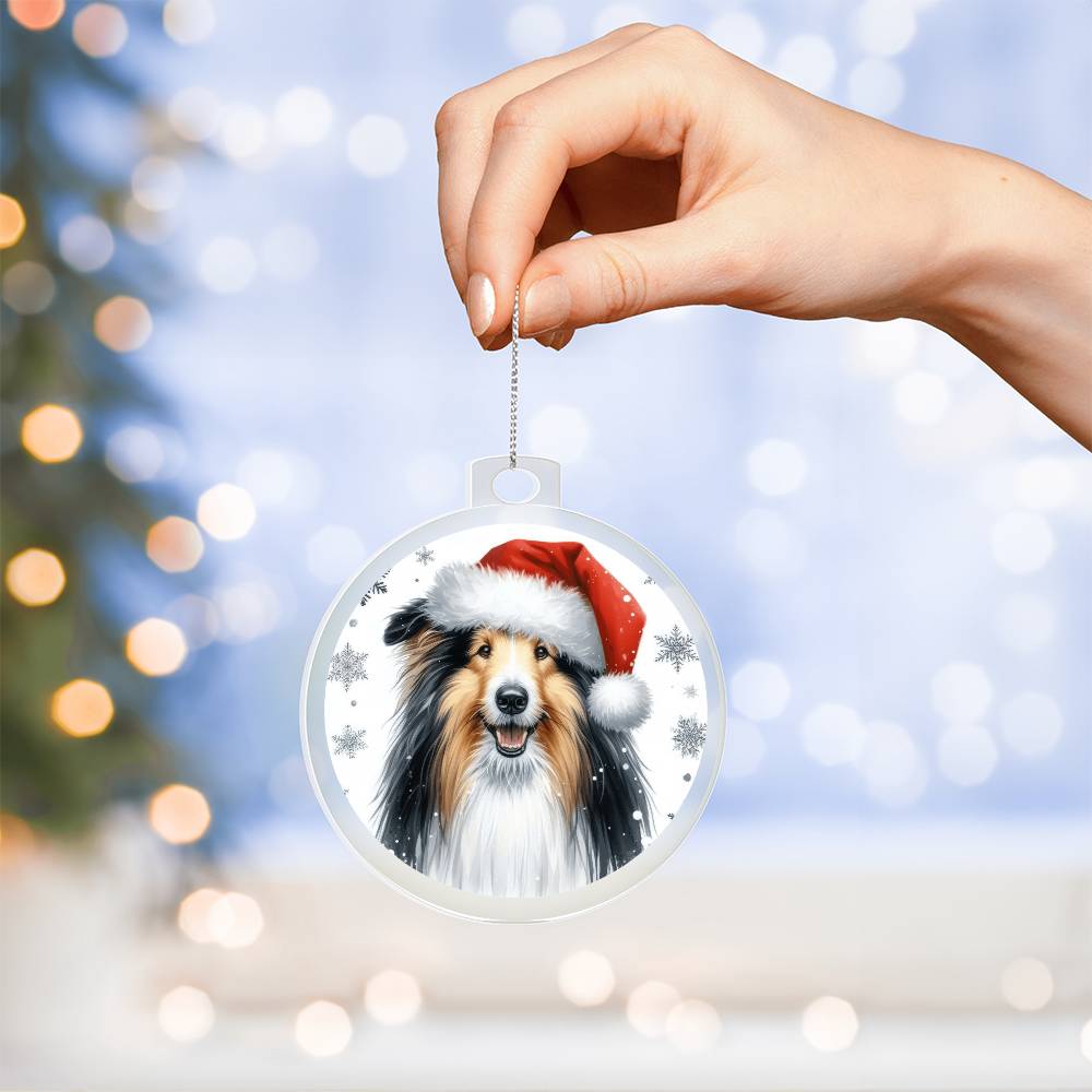 Christmas Dog - Bearded Collie - Acrylic Ornament