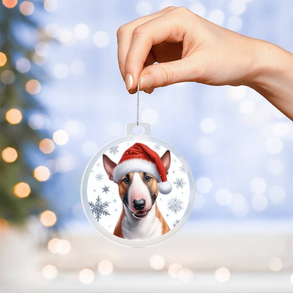 Christmas Dog - Miniature Bull Terrier - Acrylic Ornament