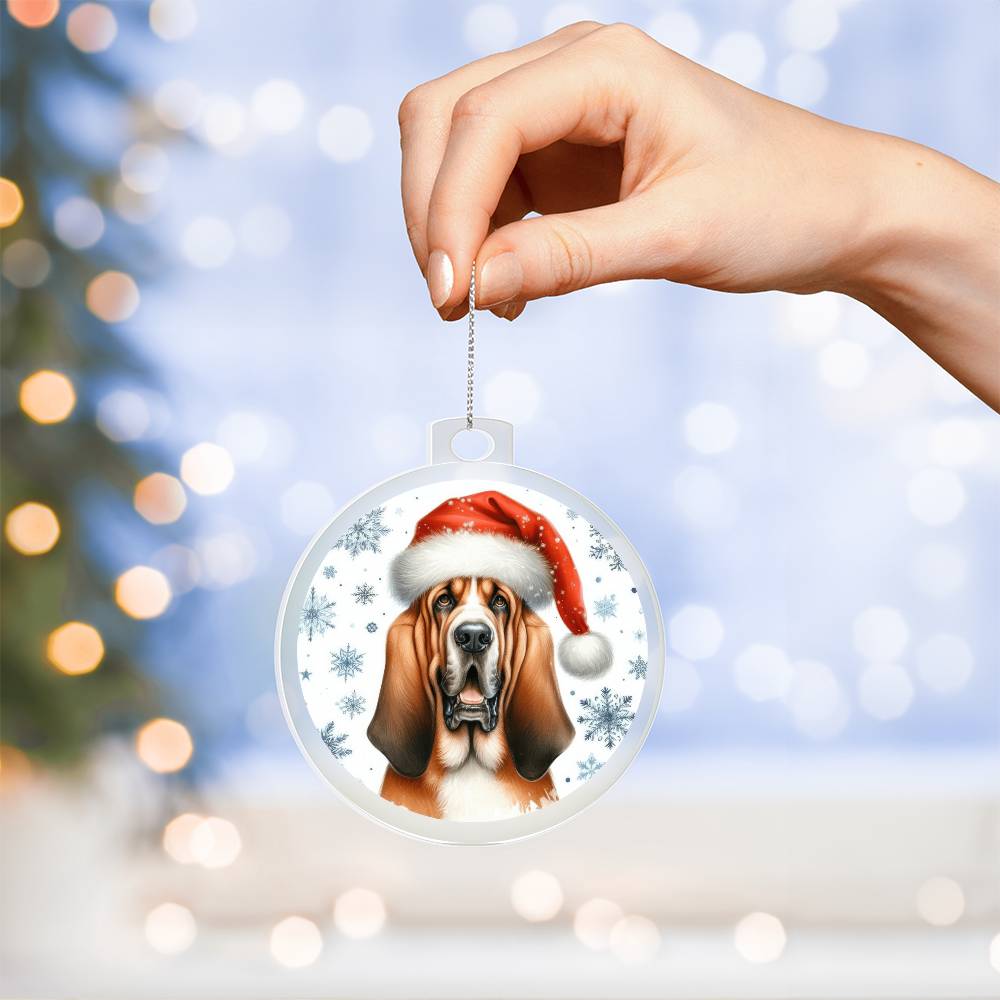 Christmas Dog - Bloodhound - Acrylic Ornament