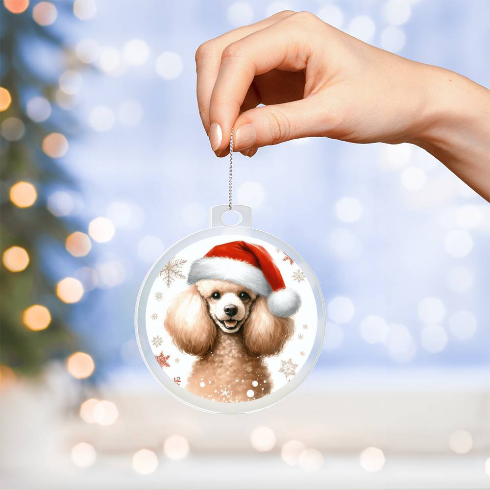 Christmas Dog - Poodle - Acrylic Ornament