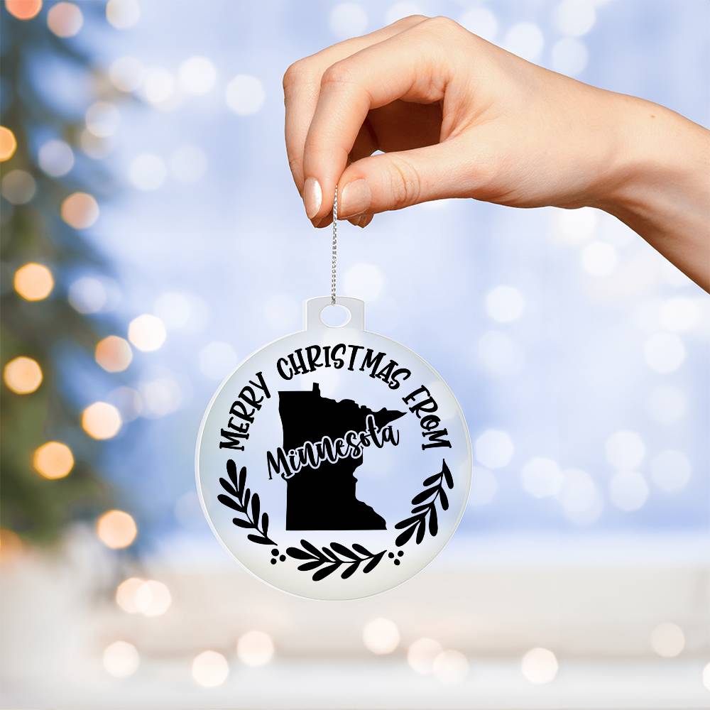 Merry Christmas From Minnesota - Acrylic Ornament