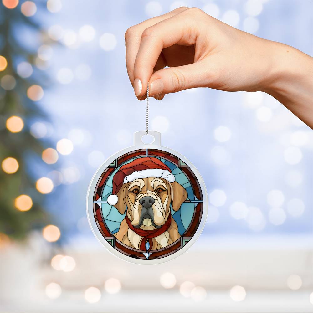 Dog Stained Glass Christmas Design 004 - Acrylic Ornament
