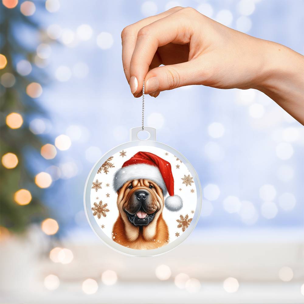Christmas Dog - Shar-Pei - Acrylic Ornament