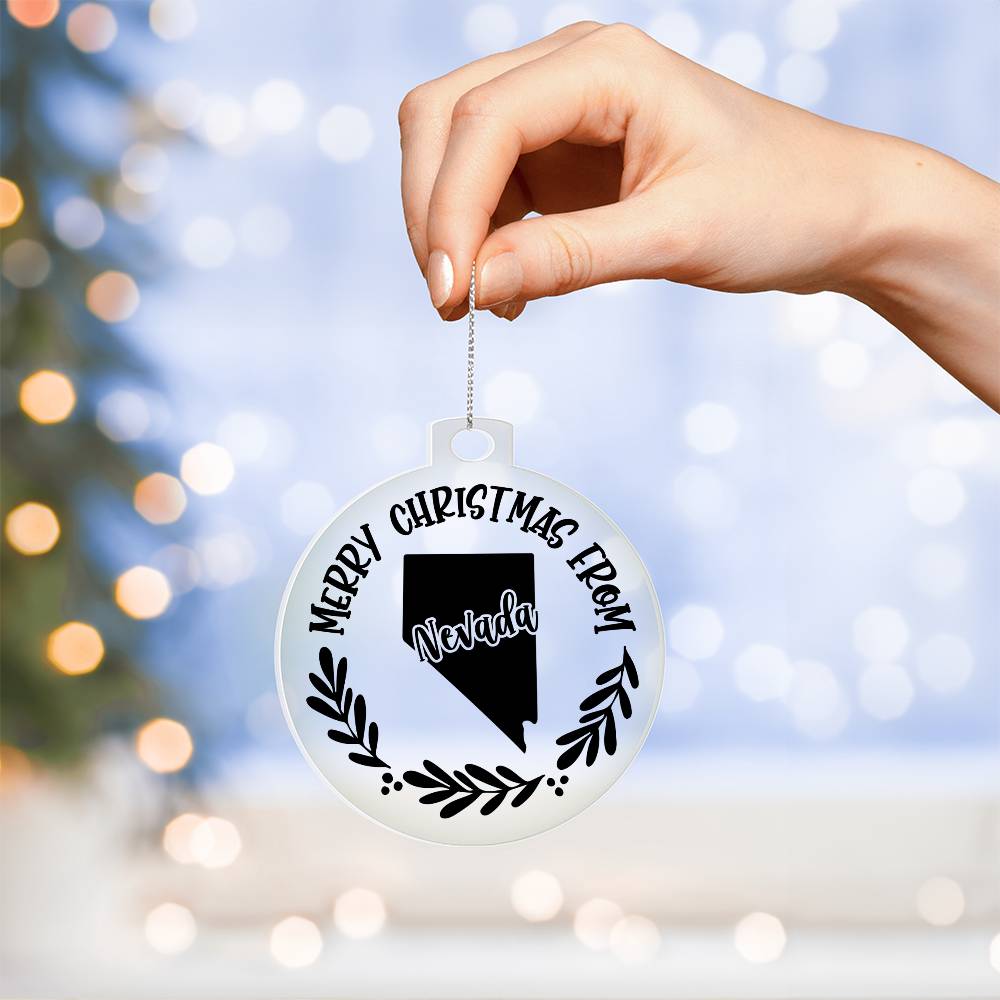 Merry Christmas From Nevada - Acrylic Ornament