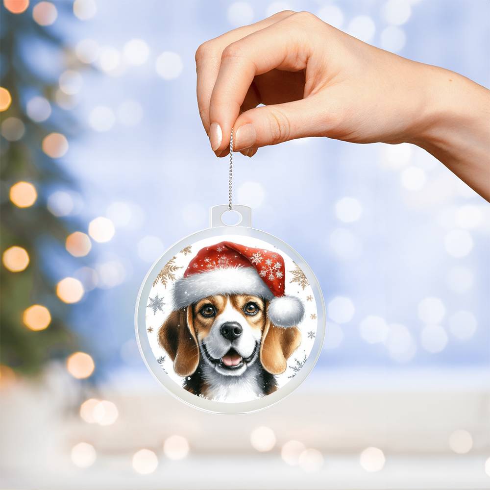 Christmas Dog - Beagle - Acrylic Ornament