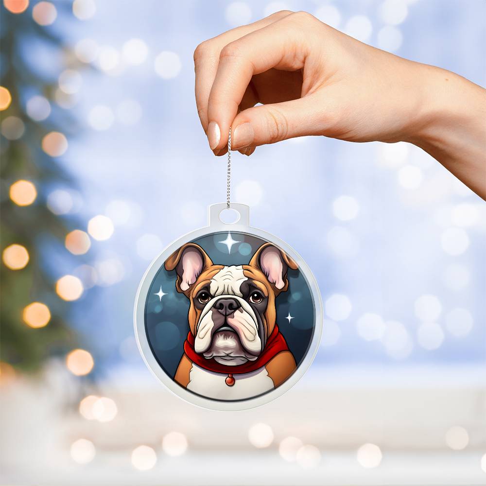 Dog Stained Glass Christmas Design 017 - Acrylic Ornament